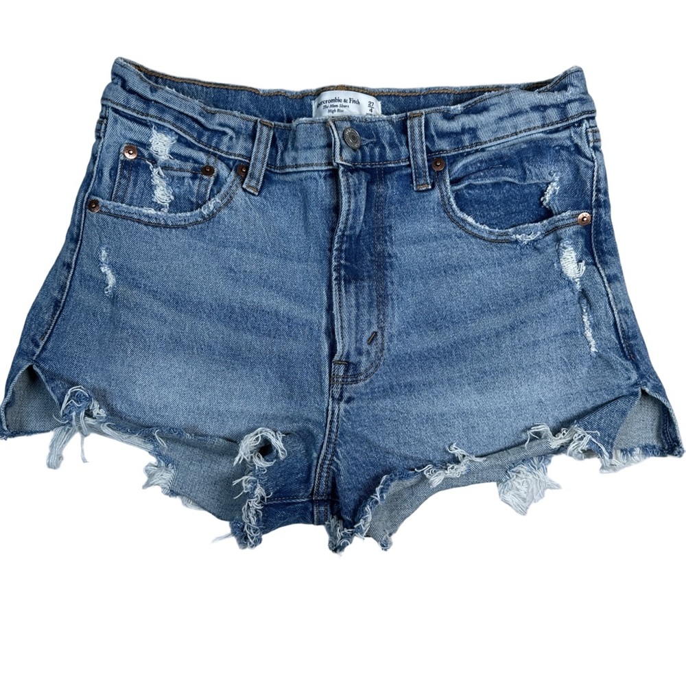 Abercrombie & Fitch The mom short high rise‎ light wash cut off distressed denim